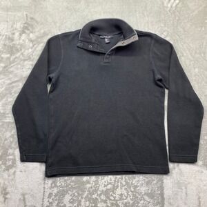 MARK‎ LAW Mens Black Long Sleeve Button Collar Pullover Sweater Size S